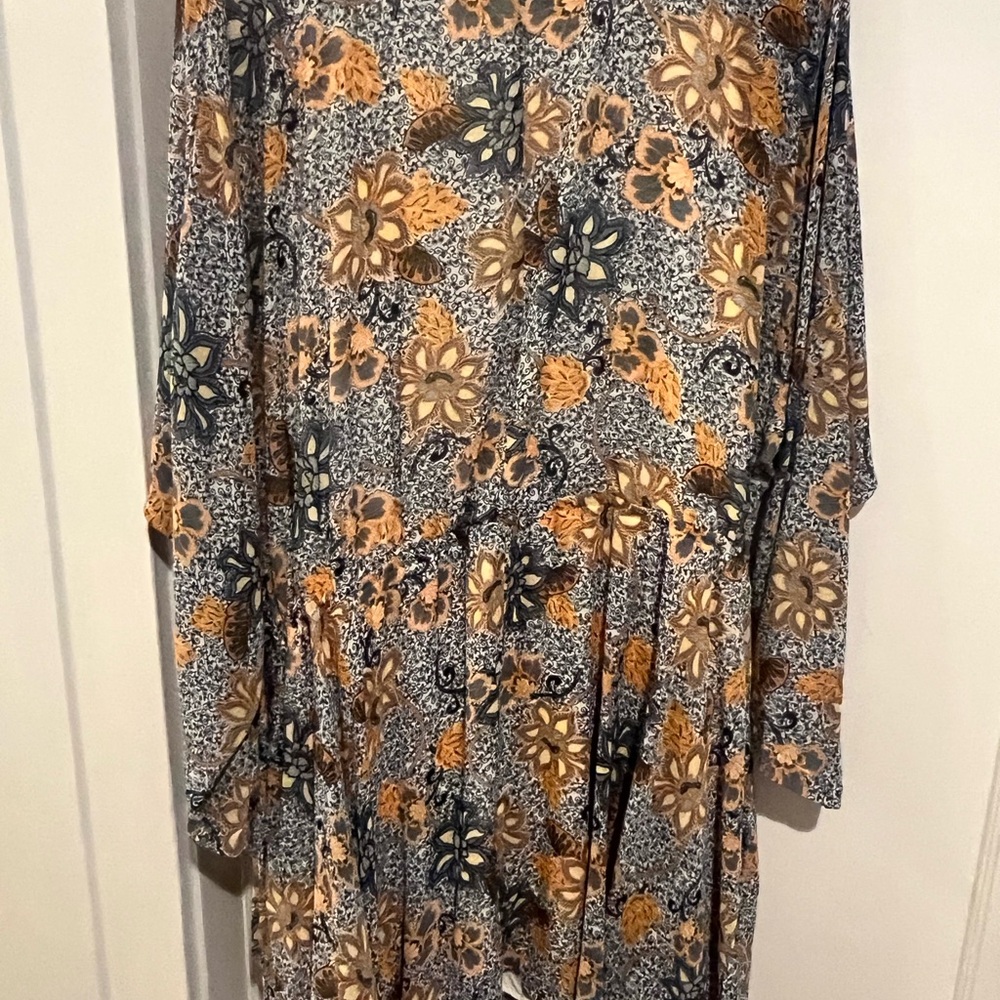 Free People Asymmetrical Floral Dress in Blue and Orange - Picture 4 of 6